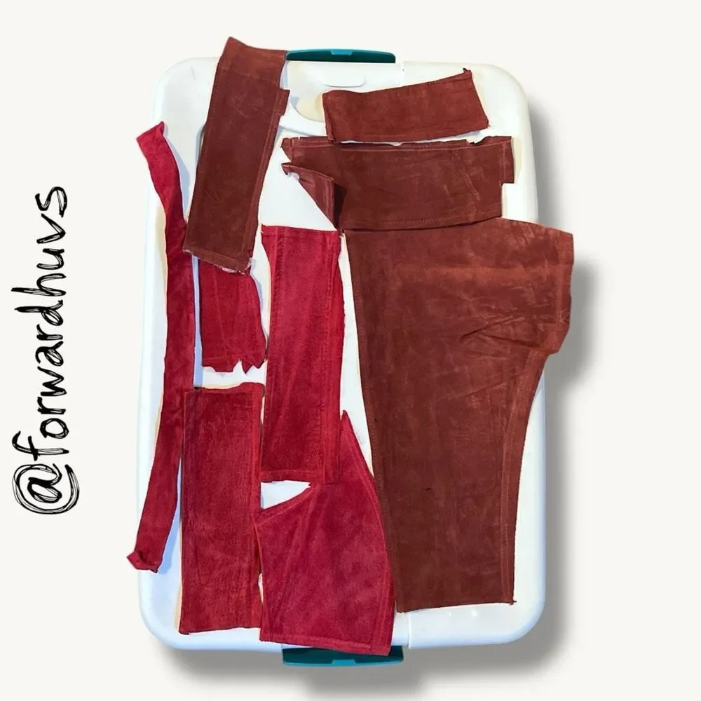 Scrap Suede Sewing Pieces & Leather Crafting Material  - 3 lbs 1oz